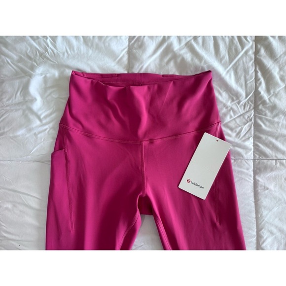 New Lululemon Wunder Train HR Tight 25" w/ Pockets Size 8 Raspberry Coulis $128 - Picture 3 of 12